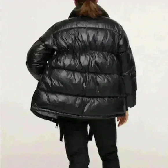 MANGO Quilted Puffer Winter Jacket 'Aspen' Shiny Black size S - Picture 3 of 16